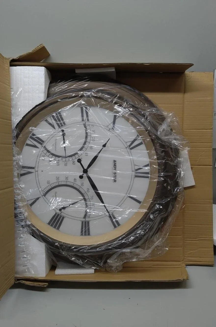 NEW ANDY STAR Bronze Wall Clock with Temperature and Humidity Dials